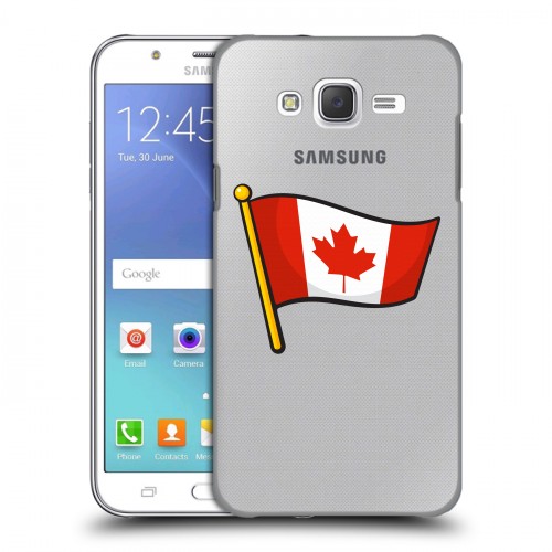 Полупрозрачный дизайнерский пластиковый чехол для Samsung Galaxy J5 Флаг Канады