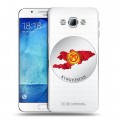 Полупрозрачный дизайнерский пластиковый чехол для Samsung Galaxy A8 флаг Киргизии
