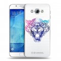 Дизайнерский пластиковый чехол для Samsung Galaxy A8 Прозрачные леопарды