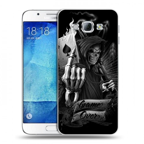 Дизайнерский пластиковый чехол для Samsung Galaxy A8 Скелет и туз