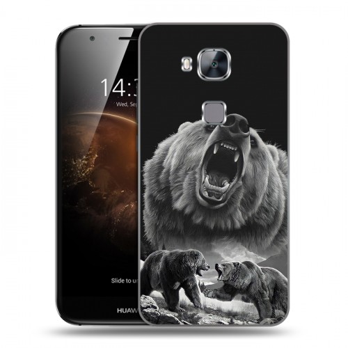 Дизайнерский силиконовый чехол для Huawei G8 Схватка медведей