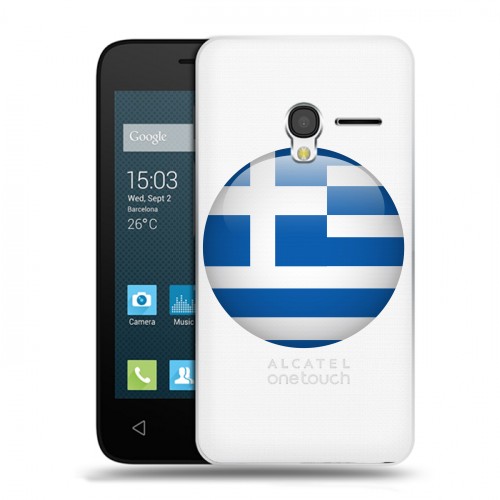 Полупрозрачный дизайнерский пластиковый чехол для Alcatel One Touch Pixi 3 (4.5) флаг греции