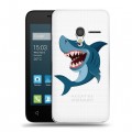 Полупрозрачный дизайнерский пластиковый чехол для Alcatel One Touch Pixi 3 (4.5) Прозрачные акулы