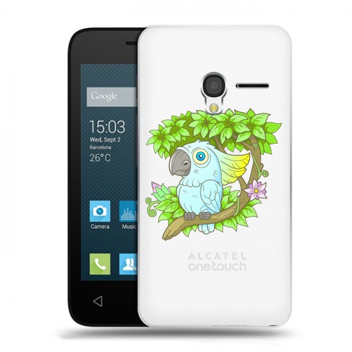 Полупрозрачный дизайнерский пластиковый чехол для Alcatel One Touch Pixi 3 (4.5) Прозрачные попугаи