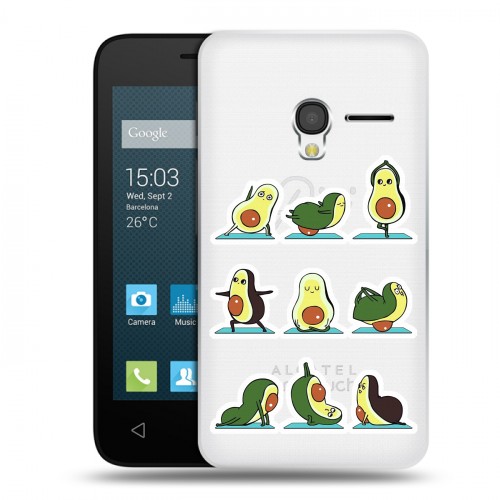Полупрозрачный дизайнерский пластиковый чехол для Alcatel One Touch Pixi 3 (4.0) Йога авокадо