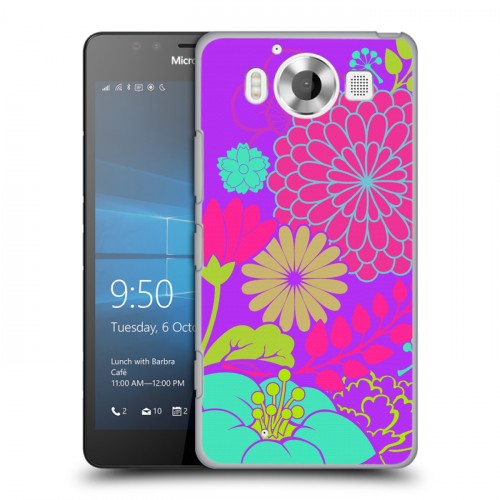 Дизайнерский пластиковый чехол для Microsoft Lumia 950 Цветы кимоно