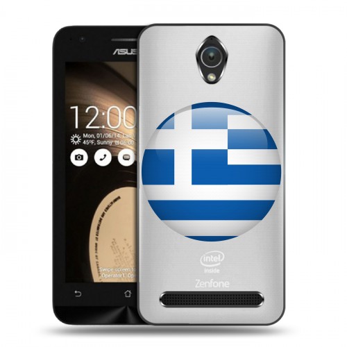 Полупрозрачный дизайнерский пластиковый чехол для ASUS Zenfone Go флаг греции