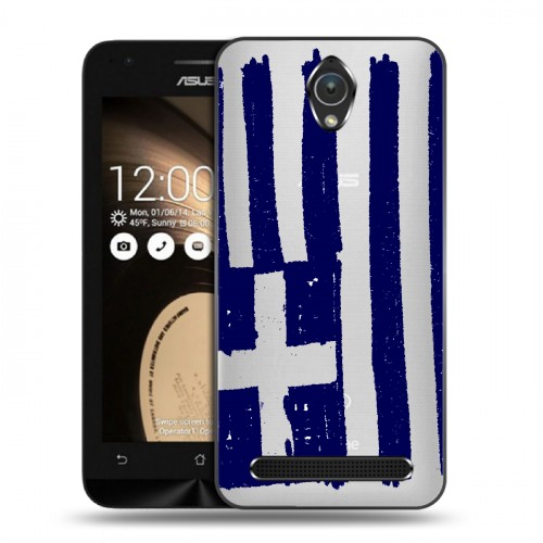 Полупрозрачный дизайнерский пластиковый чехол для ASUS Zenfone Go флаг греции
