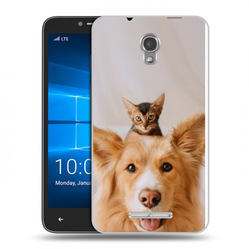 Дизайнерский пластиковый чехол для Alcatel OneTouch Pixi First Собака и котенок