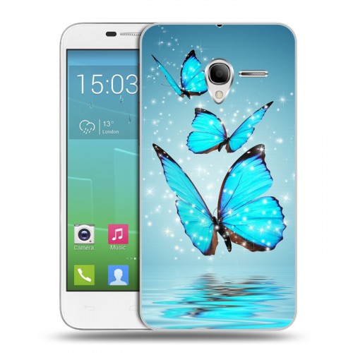 Дизайнерский силиконовый чехол для Alcatel One Touch POP 3 5 Бабочки голубые
