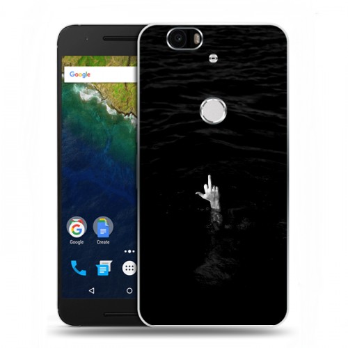 Дизайнерский силиконовый чехол для Google Huawei Nexus 6P Черно и кратко