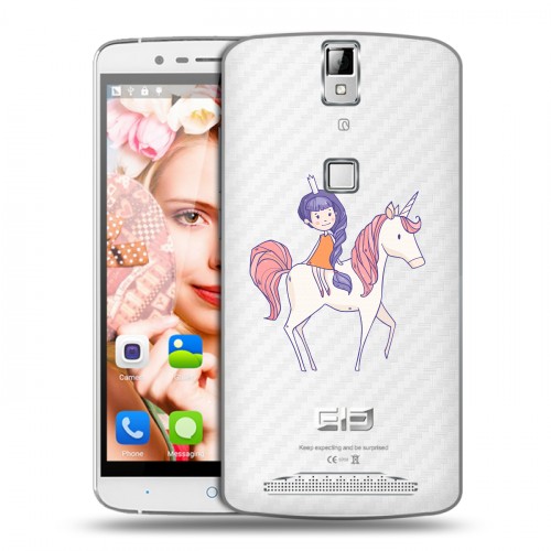 Полупрозрачный дизайнерский пластиковый чехол для Elephone P8000 Прозрачные лошади и единороги 