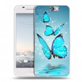 Дизайнерский пластиковый чехол для HTC One A9 Бабочки голубые