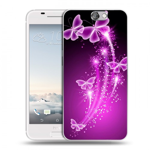 Дизайнерский пластиковый чехол для HTC One A9 Бабочки фиолетовые
