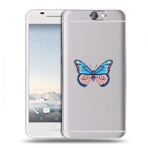 Полупрозрачный дизайнерский пластиковый чехол для HTC One A9 прозрачные Бабочки 