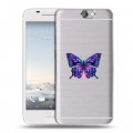 Полупрозрачный дизайнерский силиконовый чехол для HTC One A9 прозрачные Бабочки 
