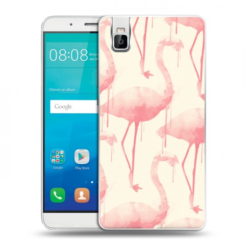 Дизайнерский пластиковый чехол для Huawei ShotX Розовые фламинго