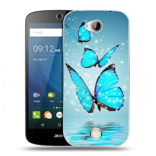Дизайнерский силиконовый чехол для Acer Liquid Z530 Бабочки голубые