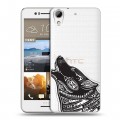Полупрозрачный дизайнерский пластиковый чехол для HTC Desire 728 Каллиграфия животных