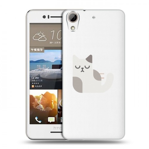 Полупрозрачный дизайнерский пластиковый чехол для HTC Desire 728 Прозрачные кошки