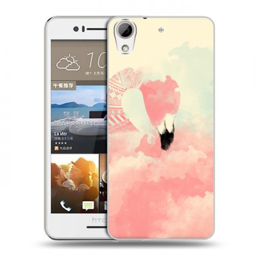 Дизайнерский пластиковый чехол для HTC Desire 728 Розовые фламинго