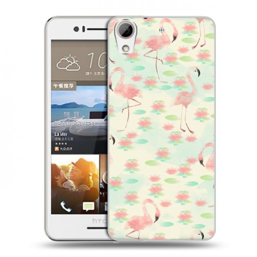 Дизайнерский пластиковый чехол для HTC Desire 728 Розовые фламинго