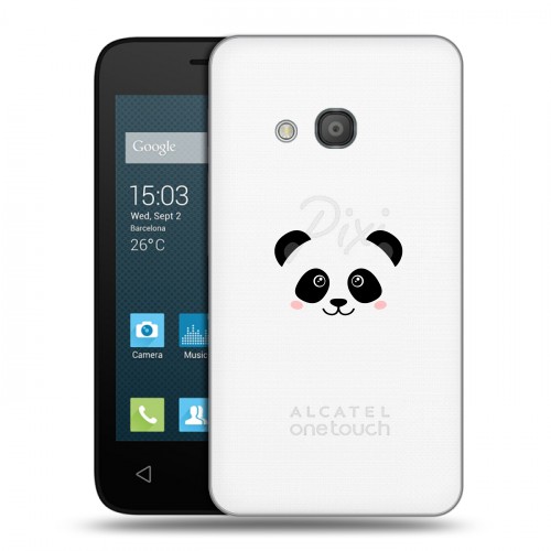 Полупрозрачный дизайнерский пластиковый чехол для Alcatel One Touch Pixi 4 (4) Прозрачные панды - смайлики