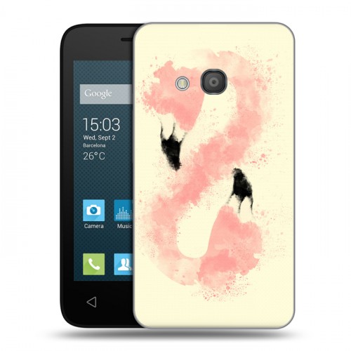 Дизайнерский силиконовый чехол для Alcatel One Touch Pixi 4 (4) Розовые фламинго