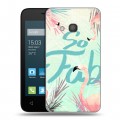 Дизайнерский силиконовый чехол для Alcatel One Touch Pixi 4 (4) Розовые фламинго