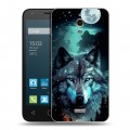 Дизайнерский силиконовый чехол для Alcatel One Touch Pixi 4 (6) Волк и луна