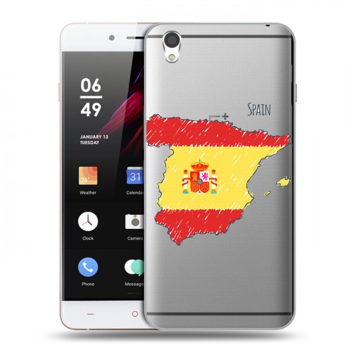 Полупрозрачный дизайнерский пластиковый чехол для OnePlus X флаг Испании