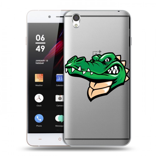 Полупрозрачный дизайнерский пластиковый чехол для OnePlus X Прозрачные крокодилы