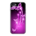 Дизайнерский силиконовый чехол для Iphone 7 Бабочки фиолетовые