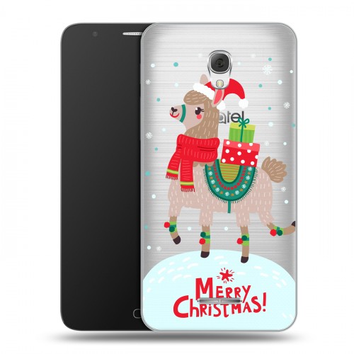 Полупрозрачный дизайнерский пластиковый чехол для Alcatel Pop 4 Plus Новый год