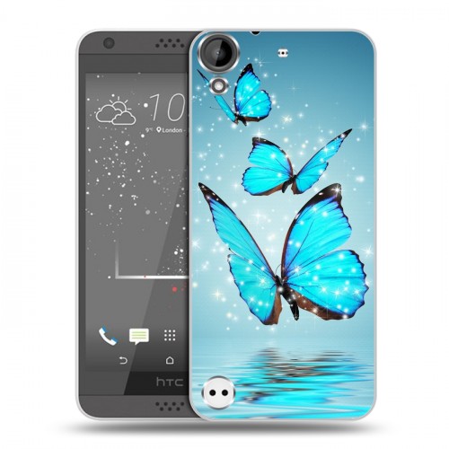 Дизайнерский пластиковый чехол для HTC Desire 530 Бабочки голубые
