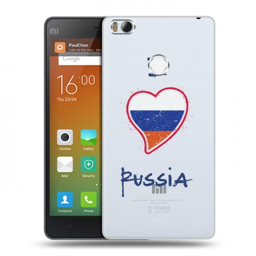 Полупрозрачный дизайнерский пластиковый чехол для Xiaomi Mi4S Российский флаг