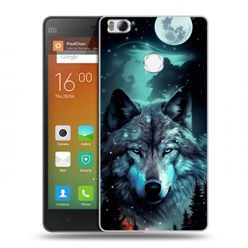 Дизайнерский пластиковый чехол для Xiaomi Mi4S Волк и луна