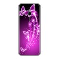 Дизайнерский силиконовый чехол для Nokia 230 Бабочки фиолетовые