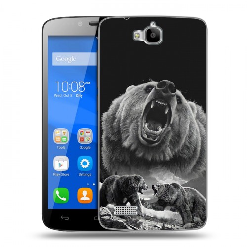 Дизайнерский пластиковый чехол для Huawei Honor 3C Lite Схватка медведей