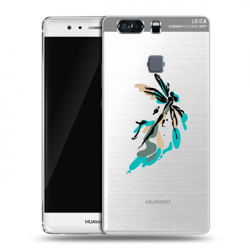 Полупрозрачный дизайнерский пластиковый чехол для Huawei P9 Plus Прозрачные цветочки
