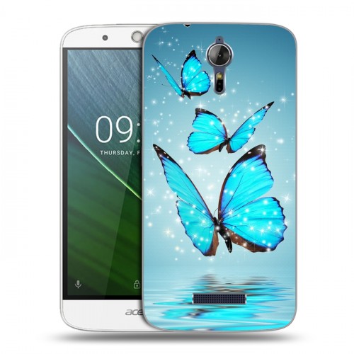Дизайнерский силиконовый чехол для Acer Liquid Zest Plus Бабочки голубые