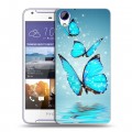 Дизайнерский пластиковый чехол для HTC Desire 830 Бабочки голубые
