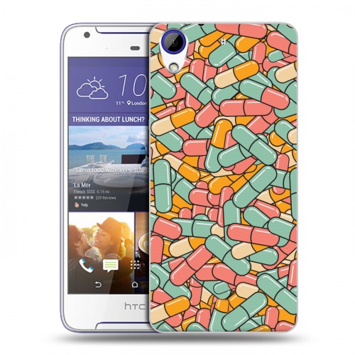 Дизайнерский пластиковый чехол для HTC Desire 830 Разноцветные таблетки