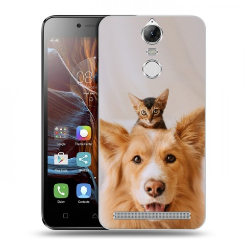 Дизайнерский пластиковый чехол для Lenovo K5 Note Собака и котенок