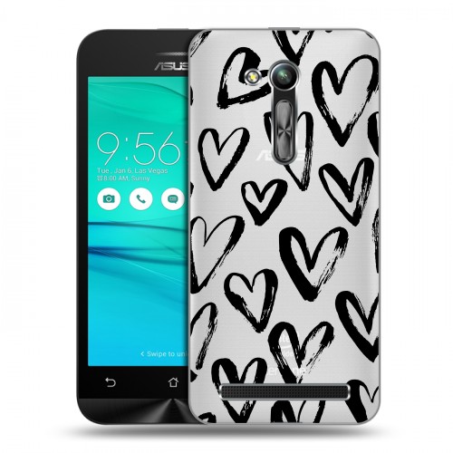 Полупрозрачный дизайнерский пластиковый чехол для ASUS ZenFone Go 4.5 ZB452KG Стильные сердца
