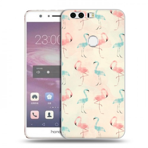 Дизайнерский пластиковый чехол для Huawei Honor 8 Розовые фламинго
