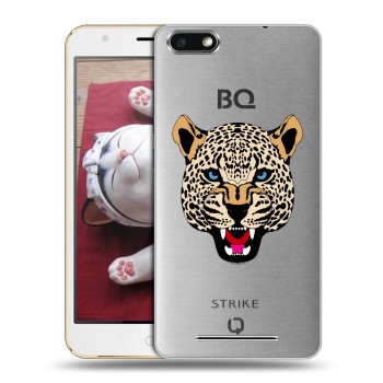 Дизайнерский силиконовый чехол для BQ Strike Прозрачные леопарды (на заказ)