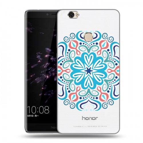 Полупрозрачный дизайнерский пластиковый чехол для Huawei Honor Note 8 Голубые мандалы