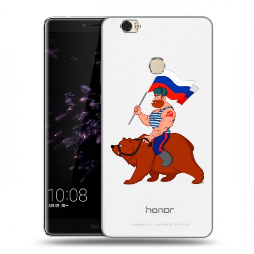 Полупрозрачный дизайнерский пластиковый чехол для Huawei Honor Note 8 Российский флаг