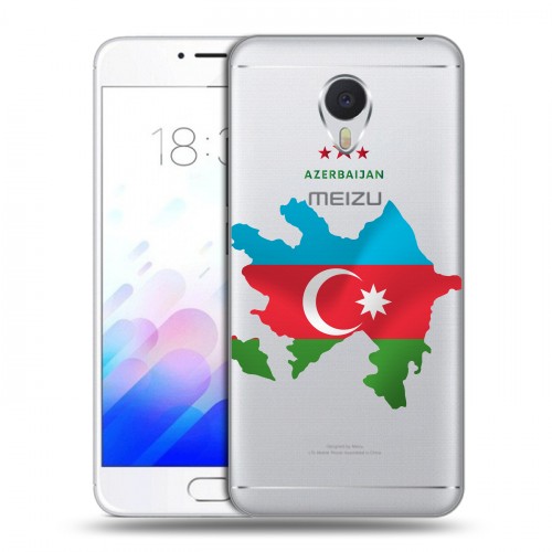 Полупрозрачный дизайнерский пластиковый чехол для Meizu M3E Флаг Азербайджана